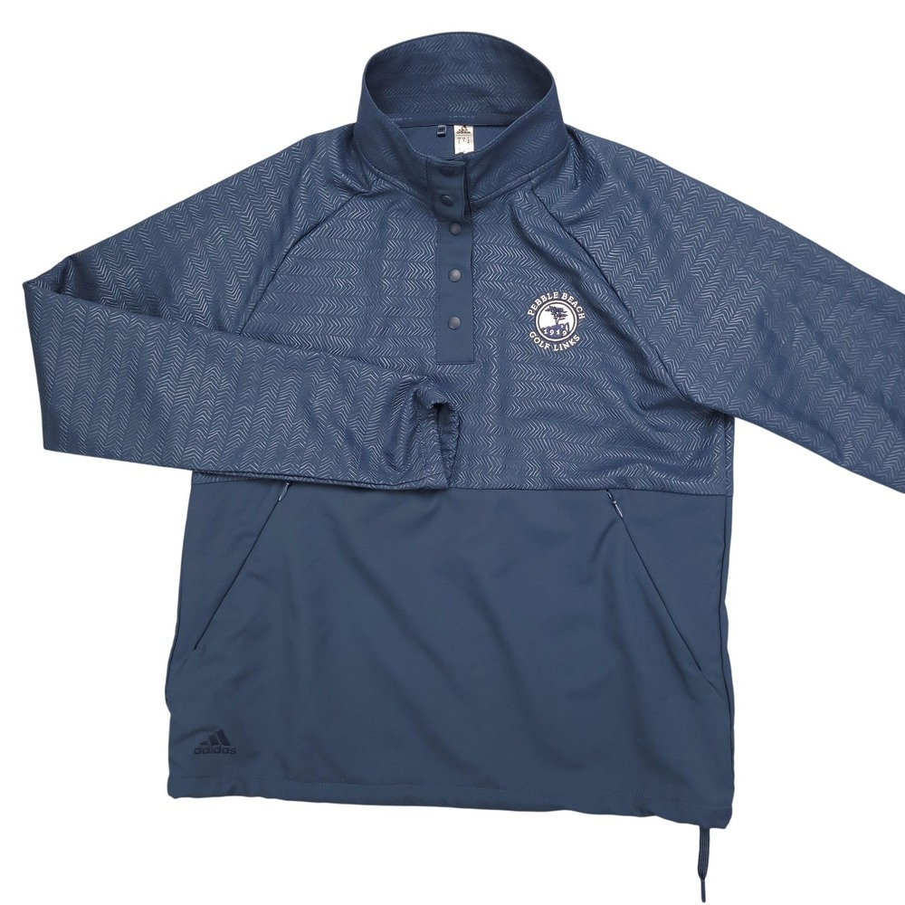 Adidas Jacket Women Small Blue Pebble Beach Golf Links Snap Pullover Windbreaker